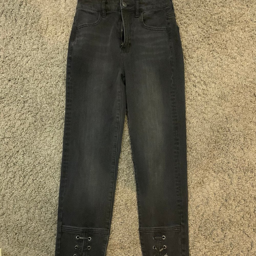 Super stretch lace up jeans